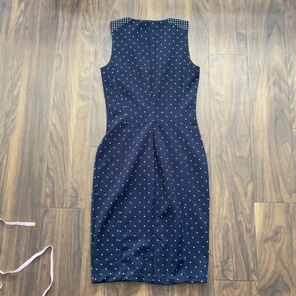 H&M Navy Polka Dot Textured Sleeveless Dress - Picture 3 of 16